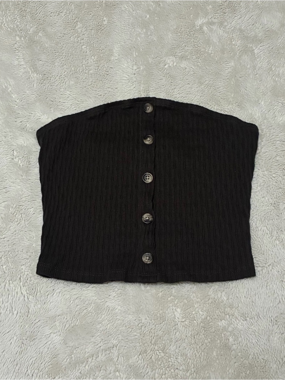 American Eagle Outfitters Brown Ribbed Button-Front Tube Top